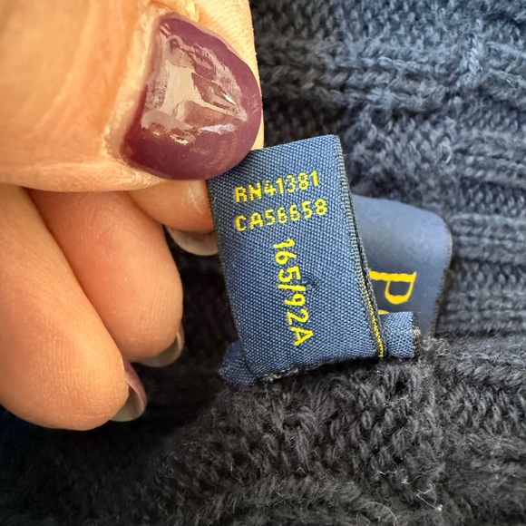 Ralph Lauren Women's Navy Cotton Cable Knit Sweater Size Medium - Picture 7 of 13